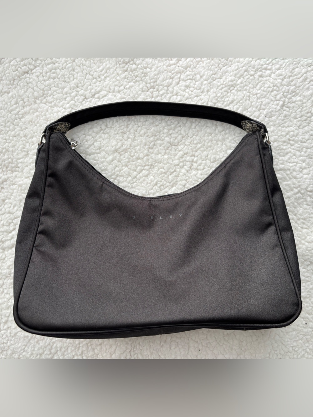Sisley Black Nylon Hobo Shoulder Bag with Snake Print Accent